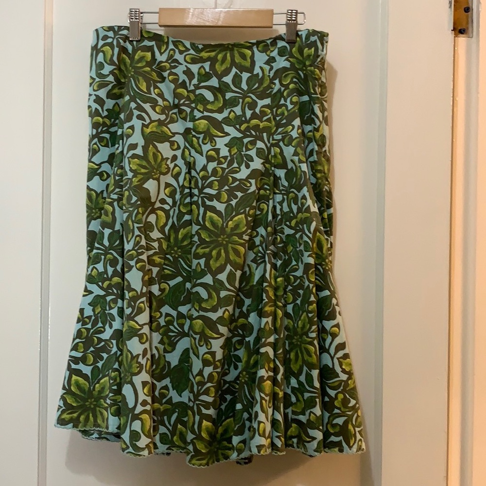 Merona Blue & Green Floral print cotton skirt